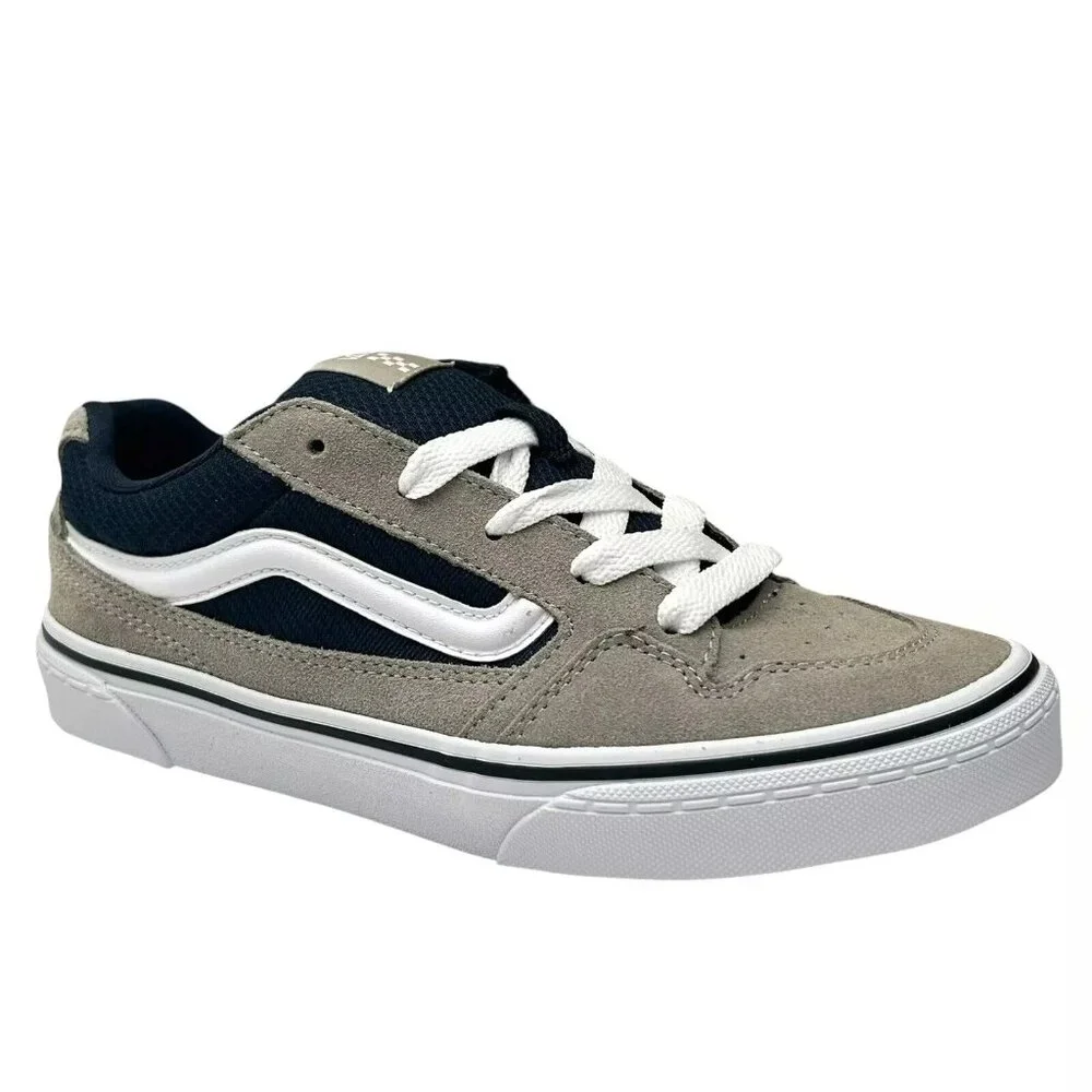 Vans Caldrone Youth Boy's Suede Sneakers Size 3 Gray/Navy Blue Classic‎ Style